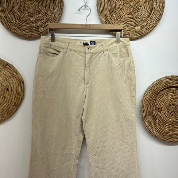Vintage Y2K 2000s GAP Cream Wide Leg Low Rise Flare Corduroy Pants 12 - Picture 4 of 6